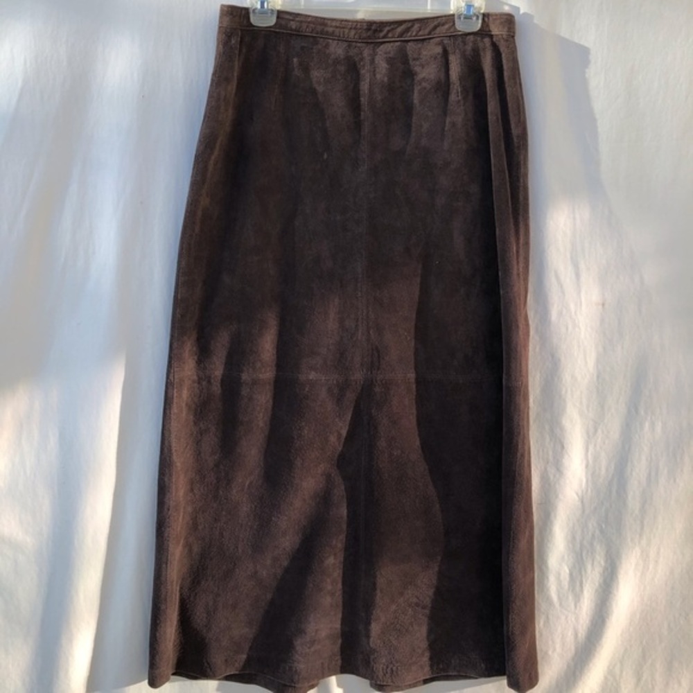 Vintage Suede Brown Maxi Skirt